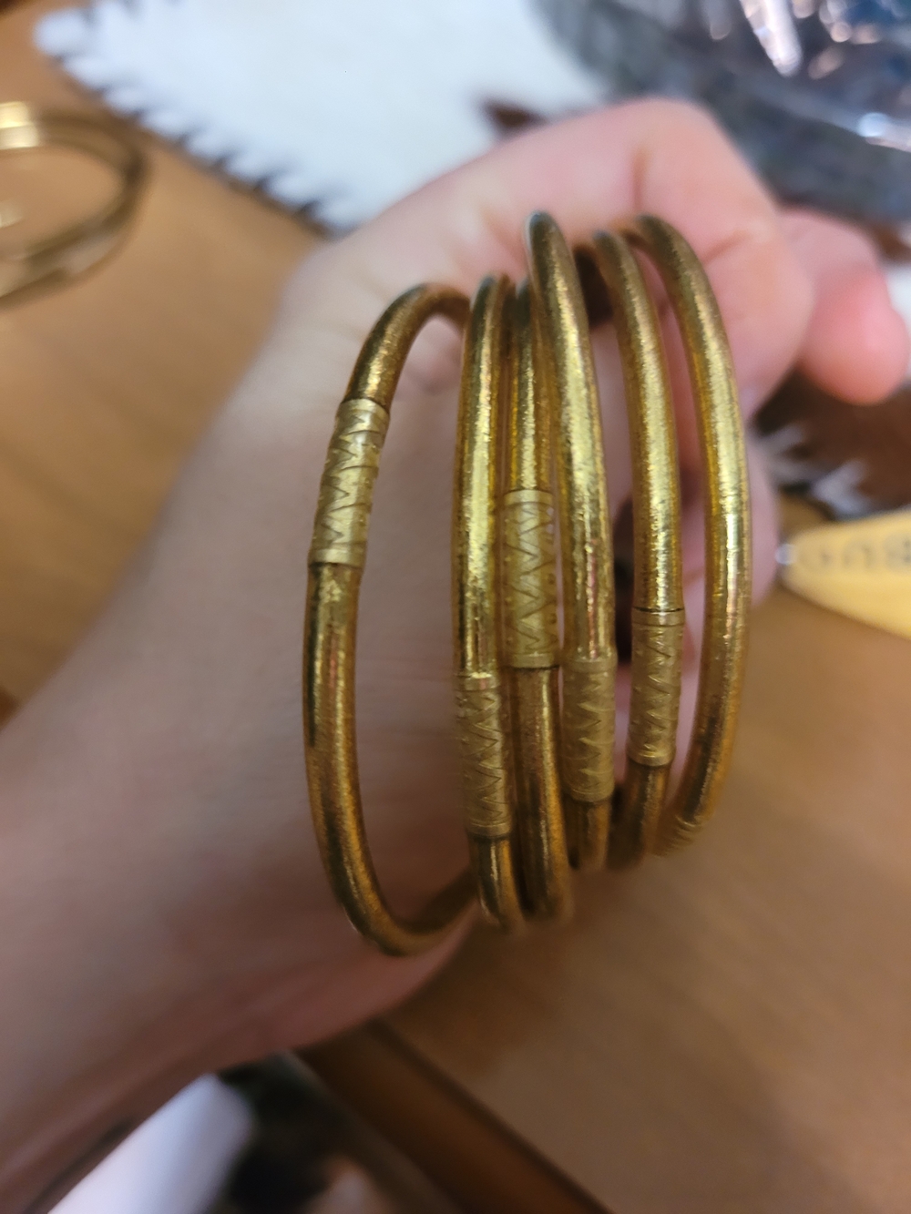 Set of Gold Stackable THIN Bangle Bracelets for Women